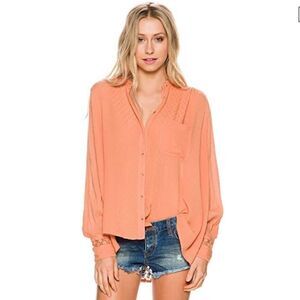 Free People The Best Button Down Top Peach XS NWT
